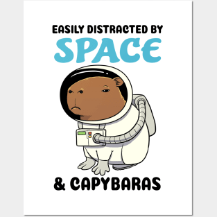 Easily Distracted by Space and Capybaras Posters and Art